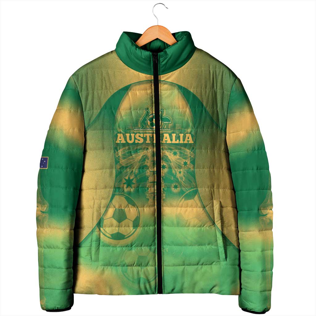 Custom Australia Soccer Padded Jacket Skeleton Gradient Vintage Spray