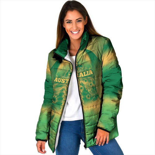 Custom Australia Soccer Padded Jacket Skeleton Gradient Vintage Spray