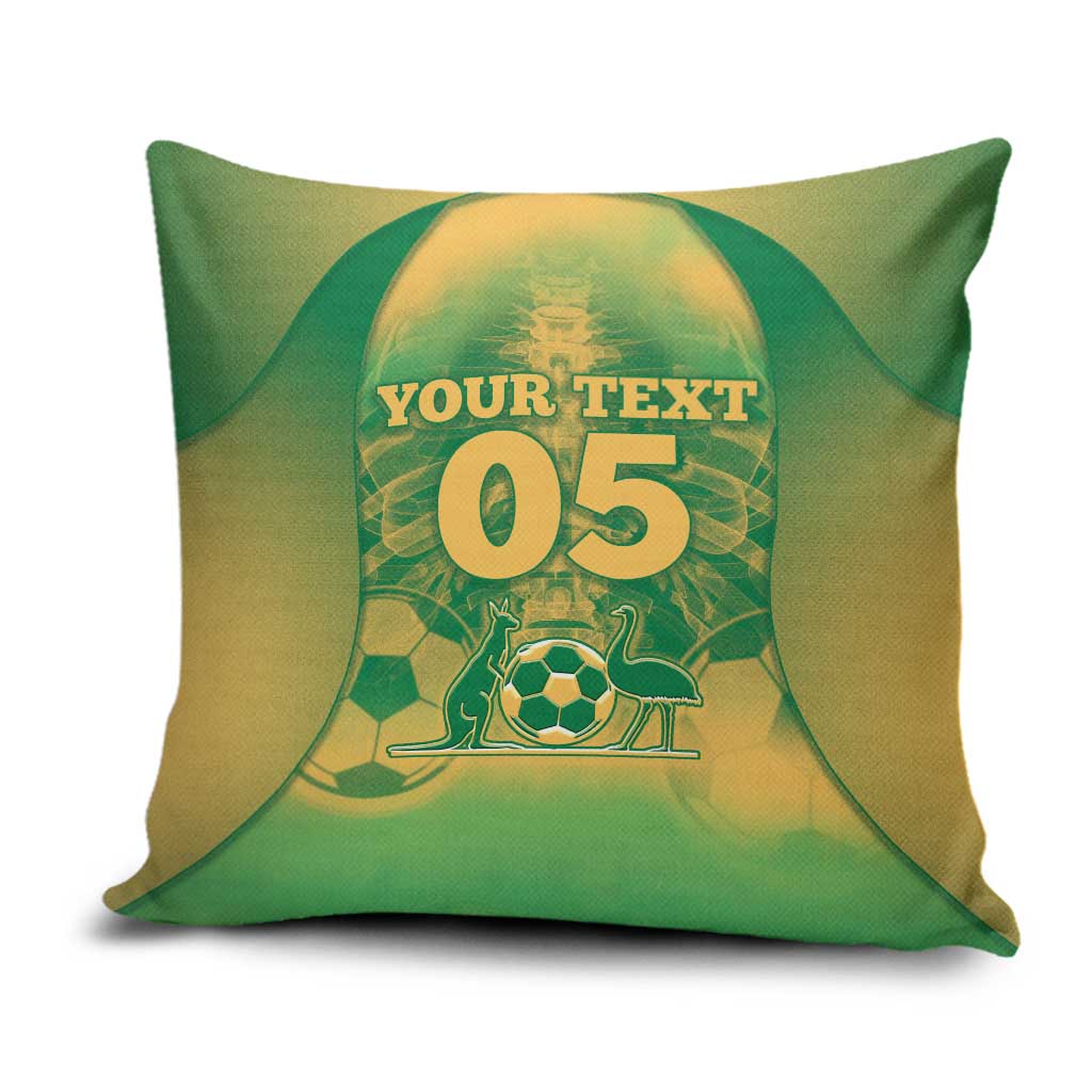 Custom Australia Soccer Pillow Cover Skeleton Gradient Vintage Spray