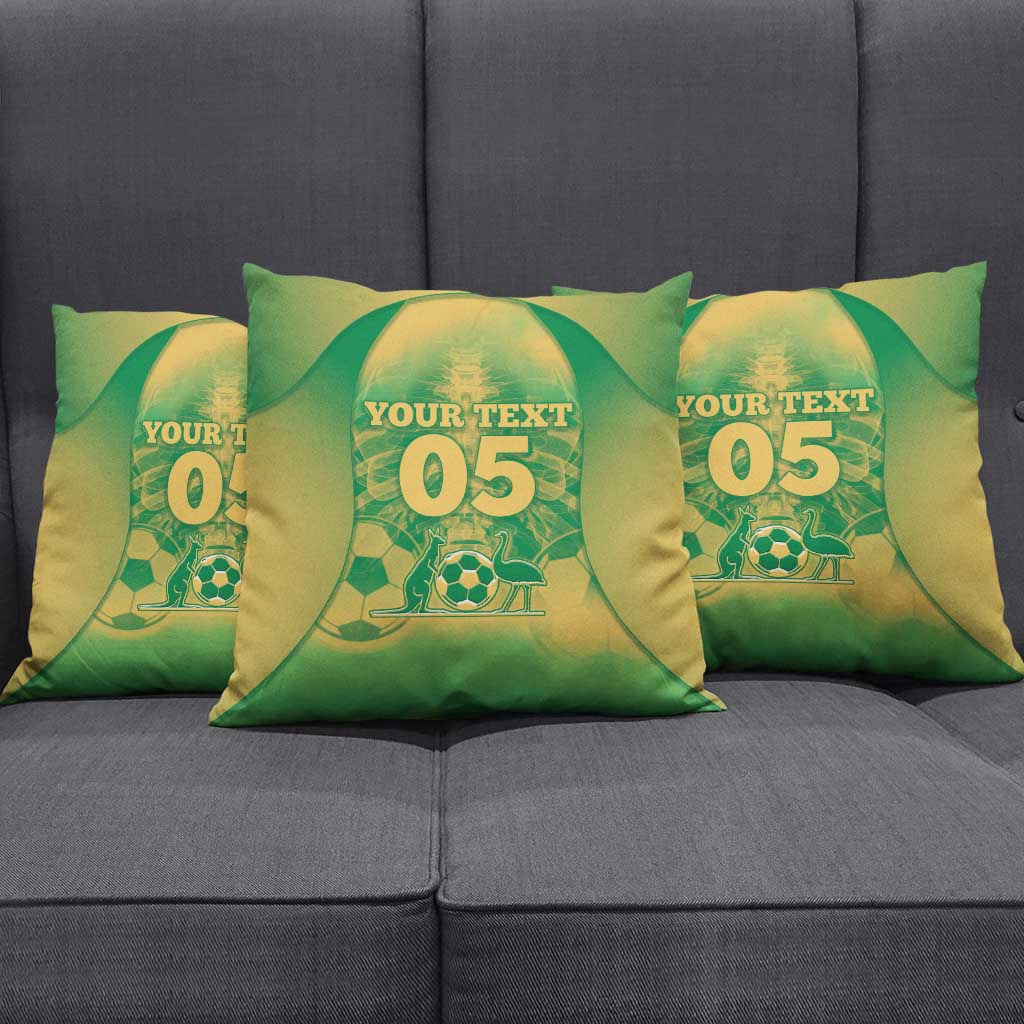 Custom Australia Soccer Pillow Cover Skeleton Gradient Vintage Spray