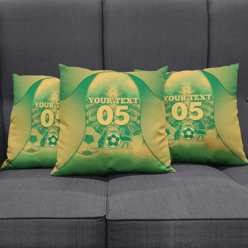 Custom Australia Soccer Pillow Cover Skeleton Gradient Vintage Spray