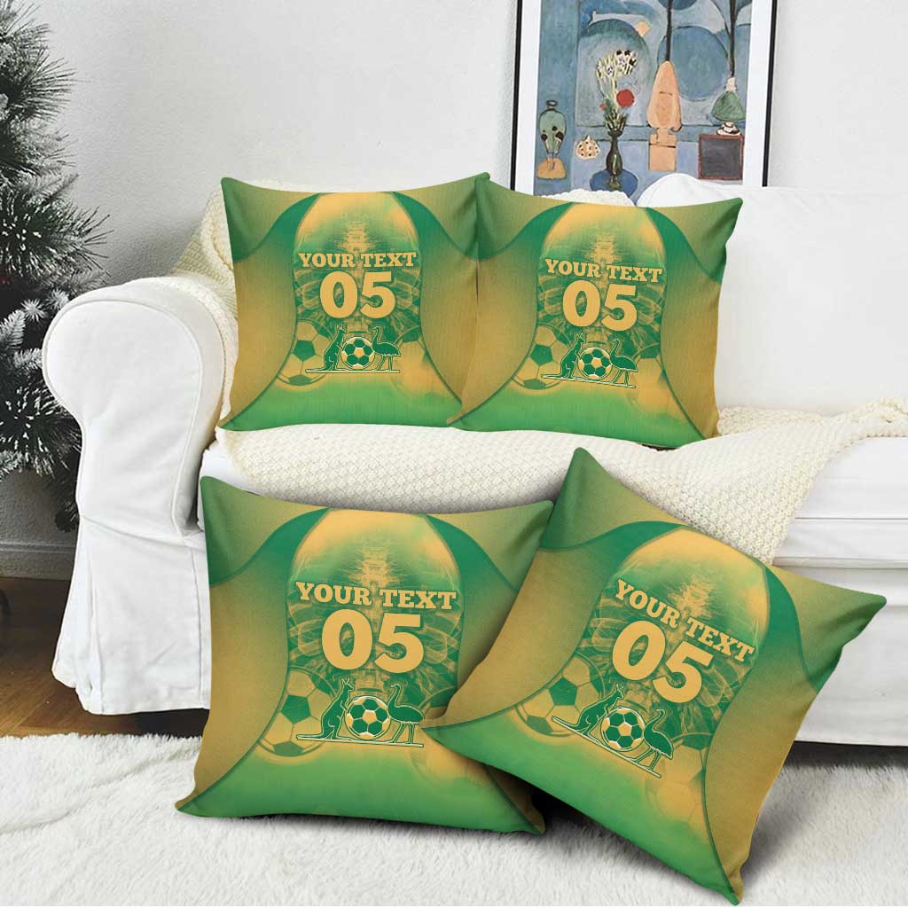 Custom Australia Soccer Pillow Cover Skeleton Gradient Vintage Spray