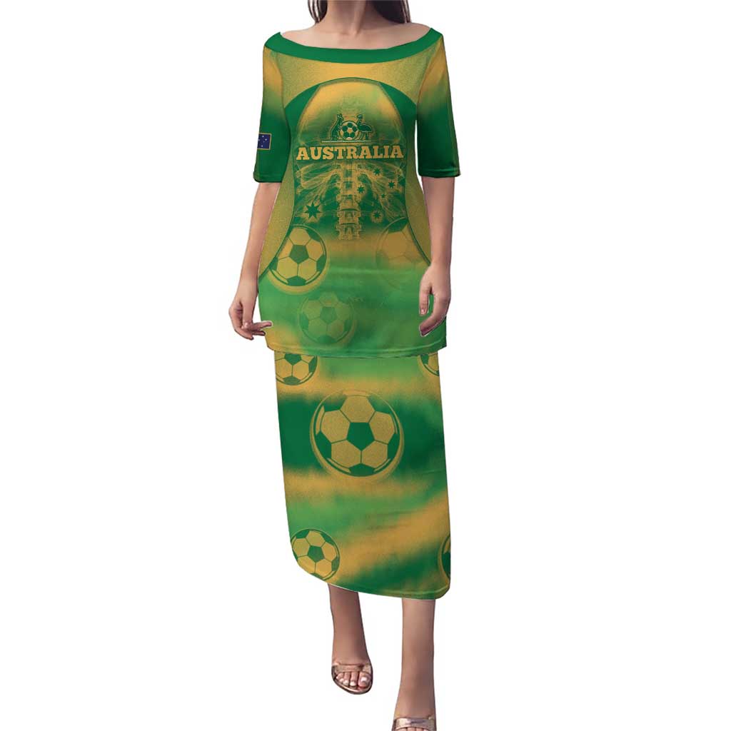 Custom Australia Soccer Puletasi Skeleton Gradient Vintage Spray