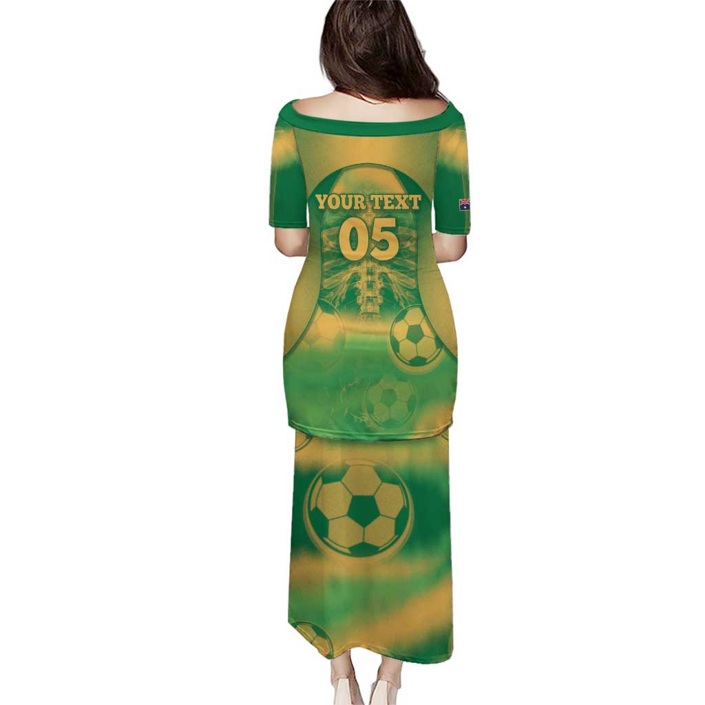 Custom Australia Soccer Puletasi Skeleton Gradient Vintage Spray