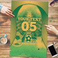 Custom Australia Soccer Puzzle Skeleton Gradient Vintage Spray