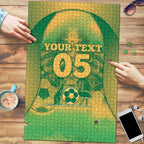 Custom Australia Soccer Puzzle Skeleton Gradient Vintage Spray