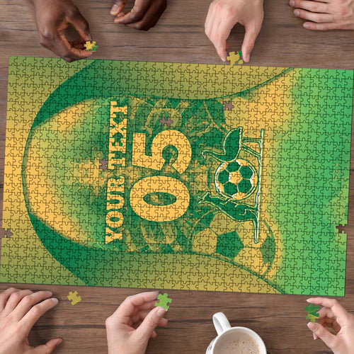 Custom Australia Soccer Puzzle Skeleton Gradient Vintage Spray