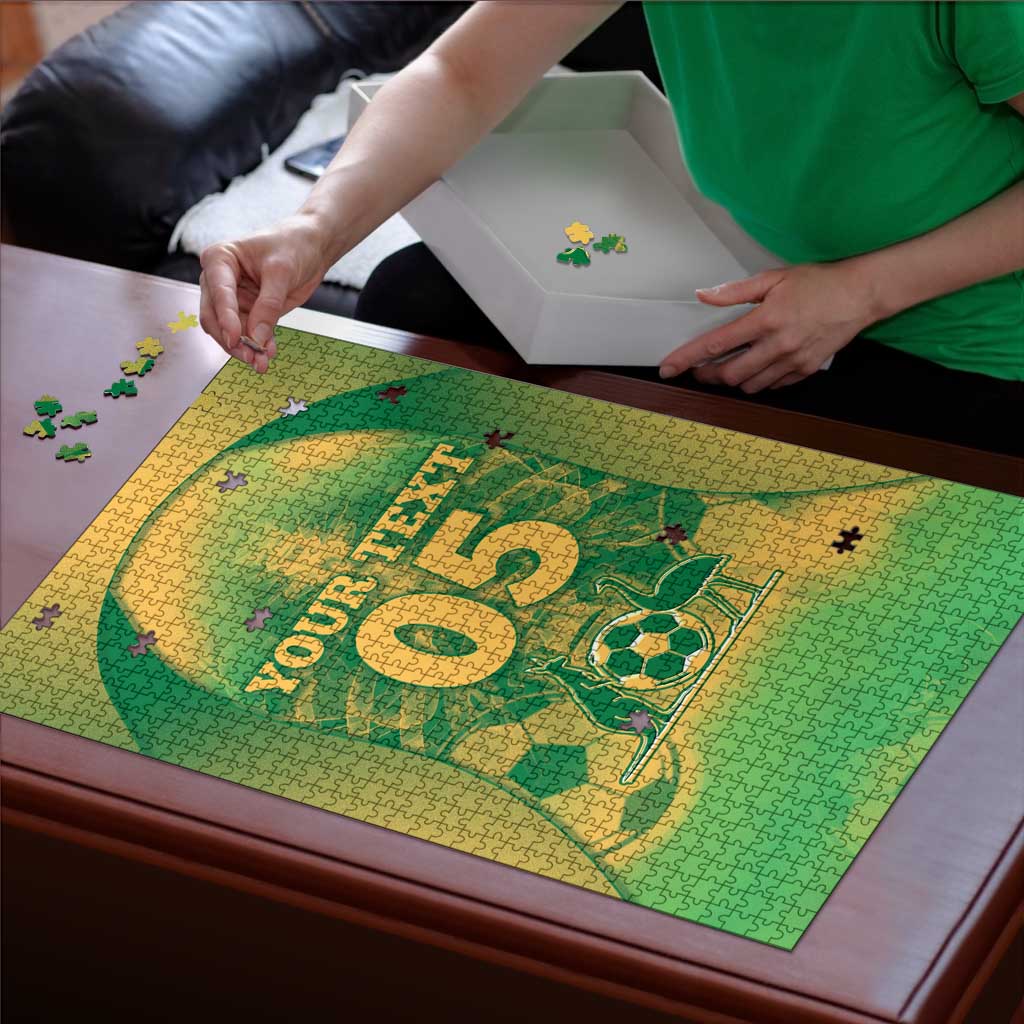 Custom Australia Soccer Puzzle Skeleton Gradient Vintage Spray