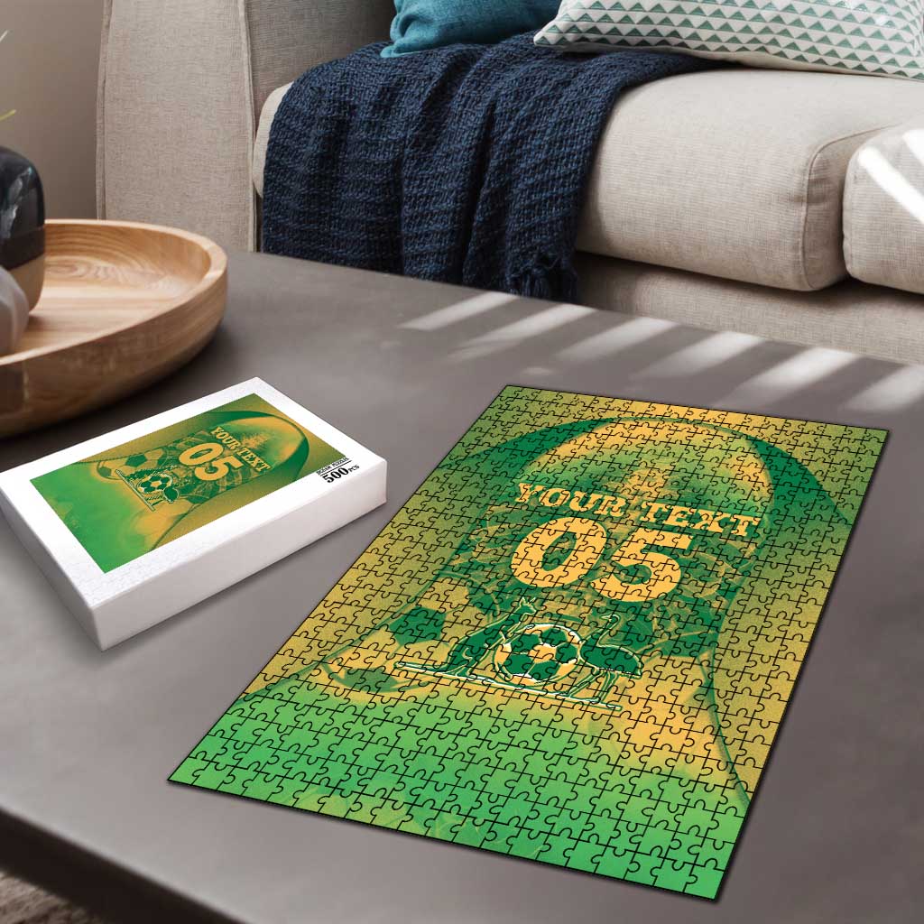 Custom Australia Soccer Puzzle Skeleton Gradient Vintage Spray