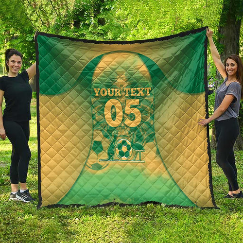 Custom Australia Soccer Quilt Skeleton Gradient Vintage Spray