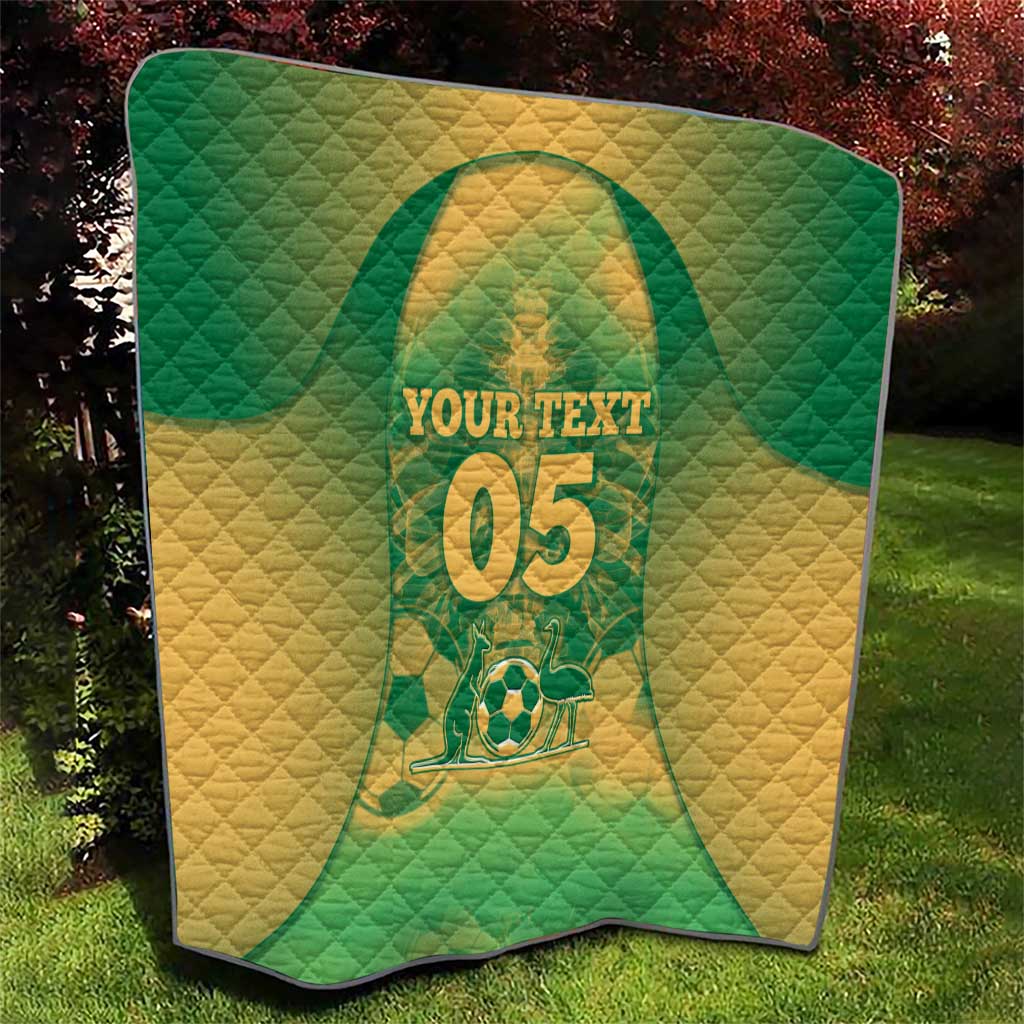 Custom Australia Soccer Quilt Skeleton Gradient Vintage Spray