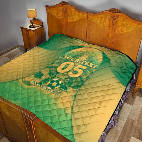 Custom Australia Soccer Quilt Skeleton Gradient Vintage Spray