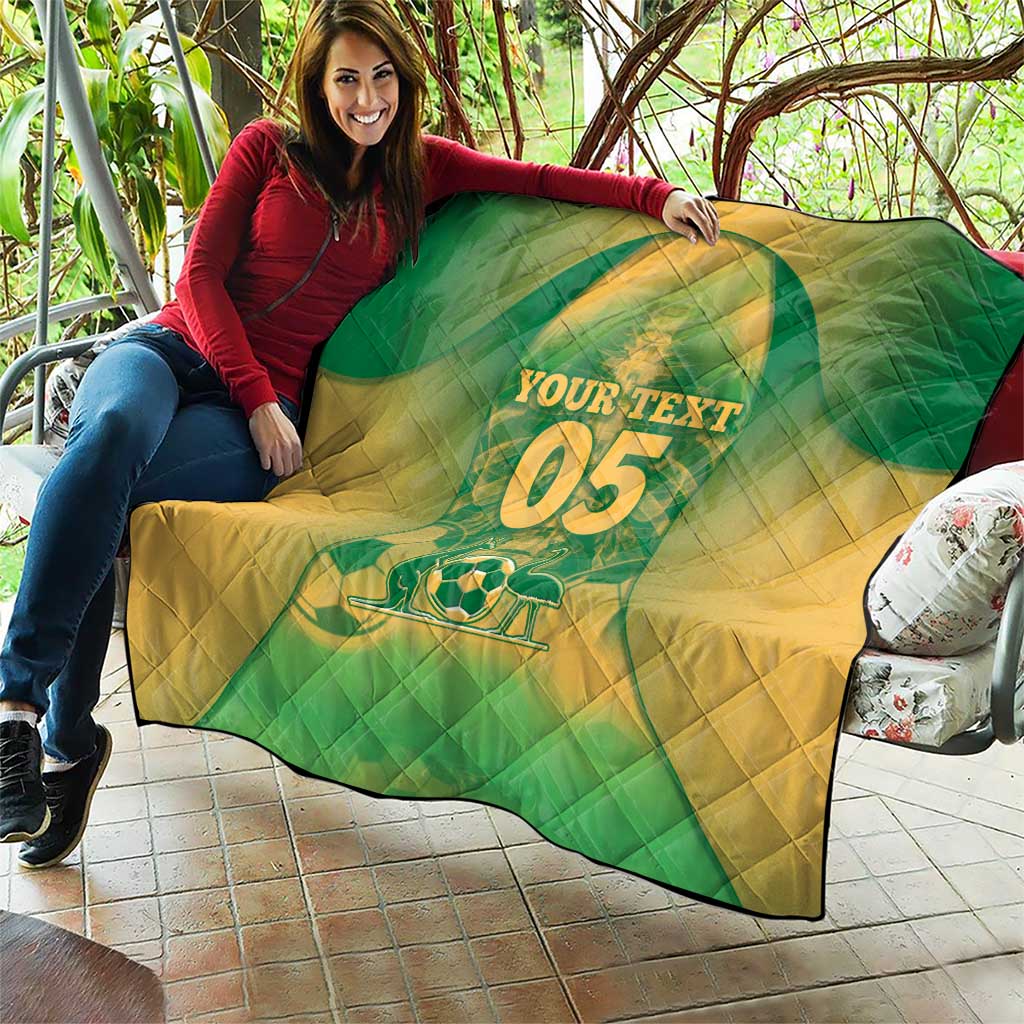 Custom Australia Soccer Quilt Skeleton Gradient Vintage Spray