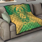 Custom Australia Soccer Quilt Skeleton Gradient Vintage Spray