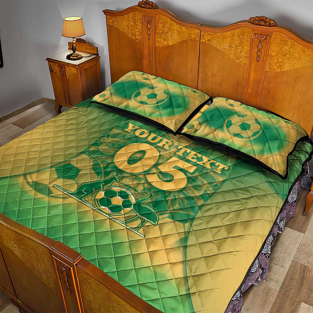 Custom Australia Soccer Quilt Bed Set Skeleton Gradient Vintage Spray