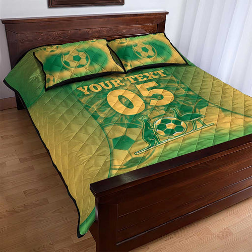 Custom Australia Soccer Quilt Bed Set Skeleton Gradient Vintage Spray