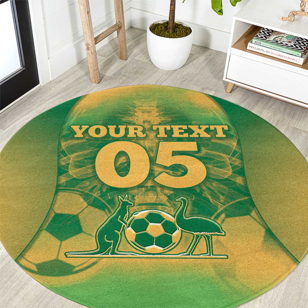 Custom Australia Soccer Round Carpet Skeleton Gradient Vintage Spray