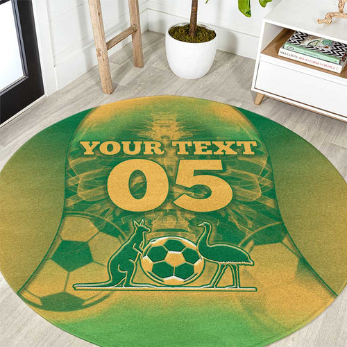 Custom Australia Soccer Round Carpet Skeleton Gradient Vintage Spray