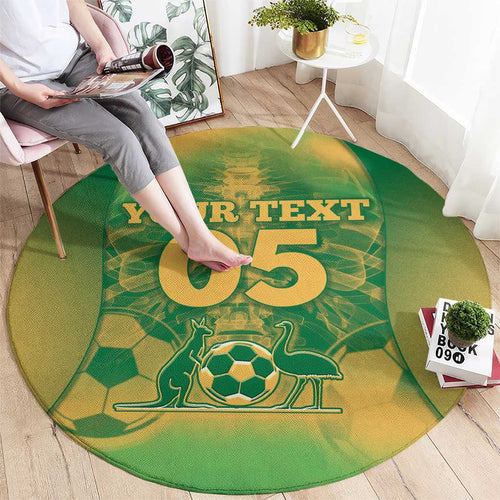 Custom Australia Soccer Round Carpet Skeleton Gradient Vintage Spray