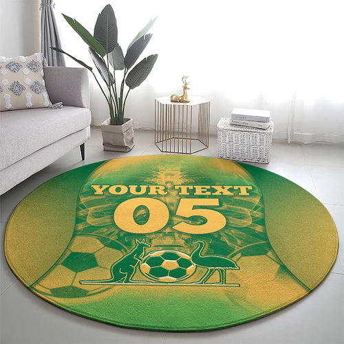Custom Australia Soccer Round Carpet Skeleton Gradient Vintage Spray