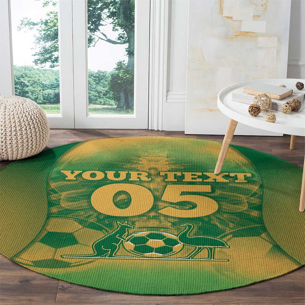 Custom Australia Soccer Round Carpet Skeleton Gradient Vintage Spray