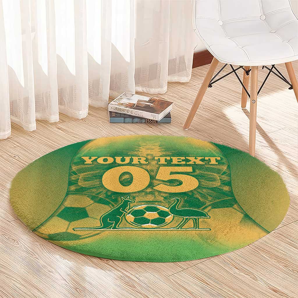 Custom Australia Soccer Round Carpet Skeleton Gradient Vintage Spray