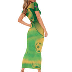 Custom Australia Soccer Short Sleeve Bodycon Dress Skeleton Gradient Vintage Spray