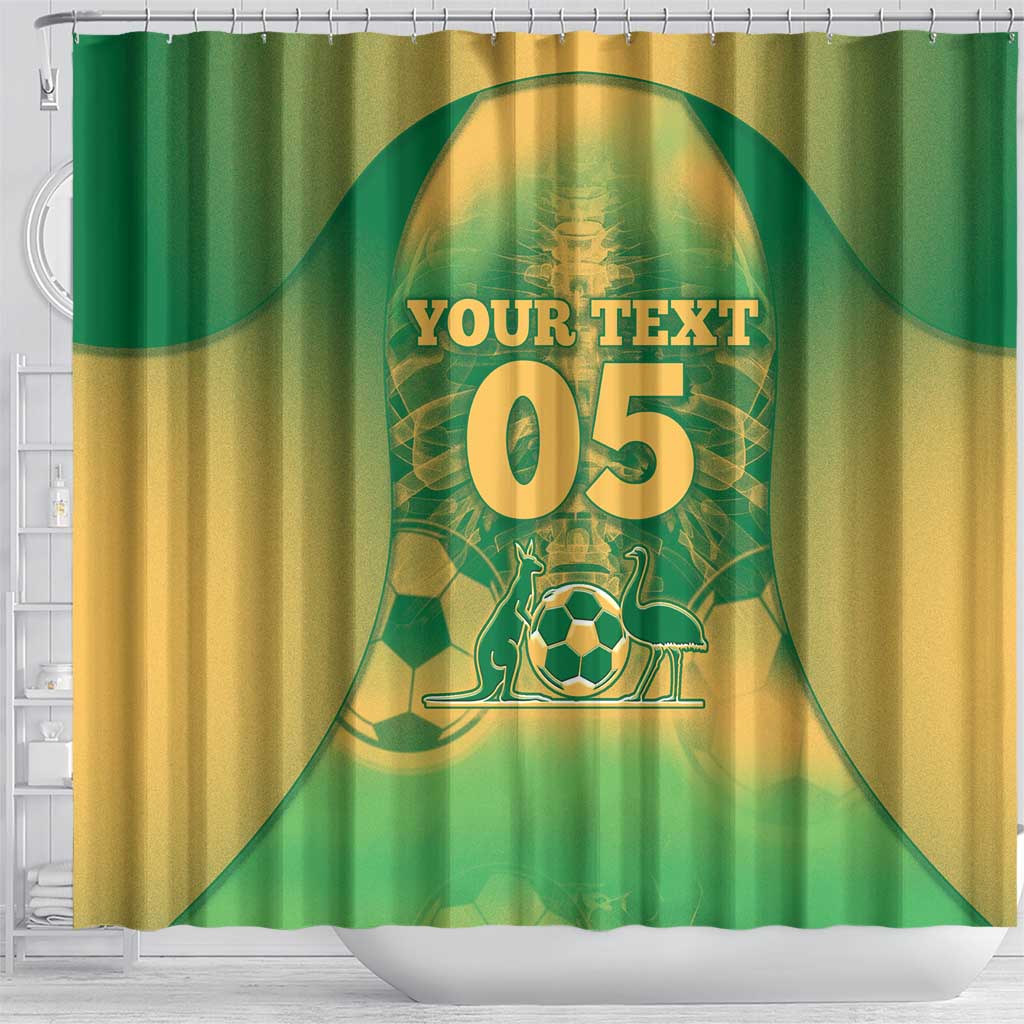 Custom Australia Soccer Shower Curtain Skeleton Gradient Vintage Spray