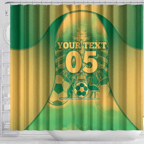 Custom Australia Soccer Shower Curtain Skeleton Gradient Vintage Spray