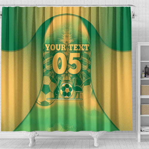 Custom Australia Soccer Shower Curtain Skeleton Gradient Vintage Spray