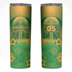 Custom Australia Soccer Skinny Tumbler Skeleton Gradient Vintage Spray