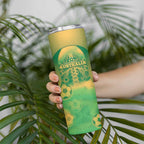 Custom Australia Soccer Skinny Tumbler Skeleton Gradient Vintage Spray