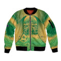 Custom Australia Soccer Sleeve Zip Bomber Jacket Skeleton Gradient Vintage Spray