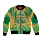 Custom Australia Soccer Sleeve Zip Bomber Jacket Skeleton Gradient Vintage Spray