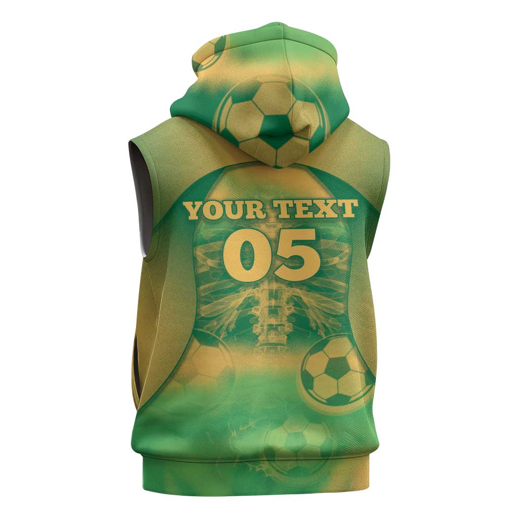 Custom Australia Soccer Sleeveless Hoodie Skeleton Gradient Vintage Spray