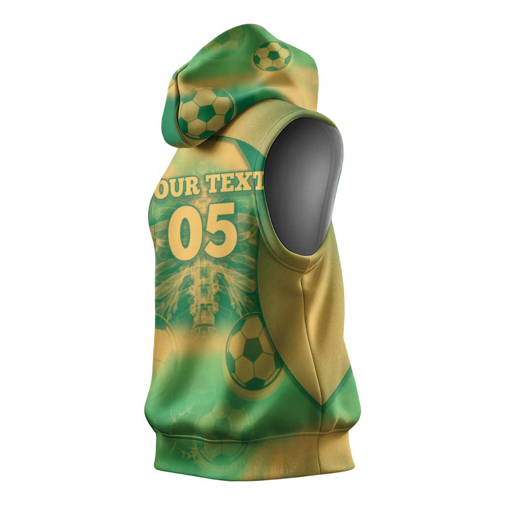 Custom Australia Soccer Sleeveless Hoodie Skeleton Gradient Vintage Spray