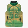 Custom Australia Soccer Sleeveless Puffer Jacket Skeleton Gradient Vintage Spray