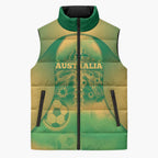 Custom Australia Soccer Sleeveless Puffer Jacket Skeleton Gradient Vintage Spray