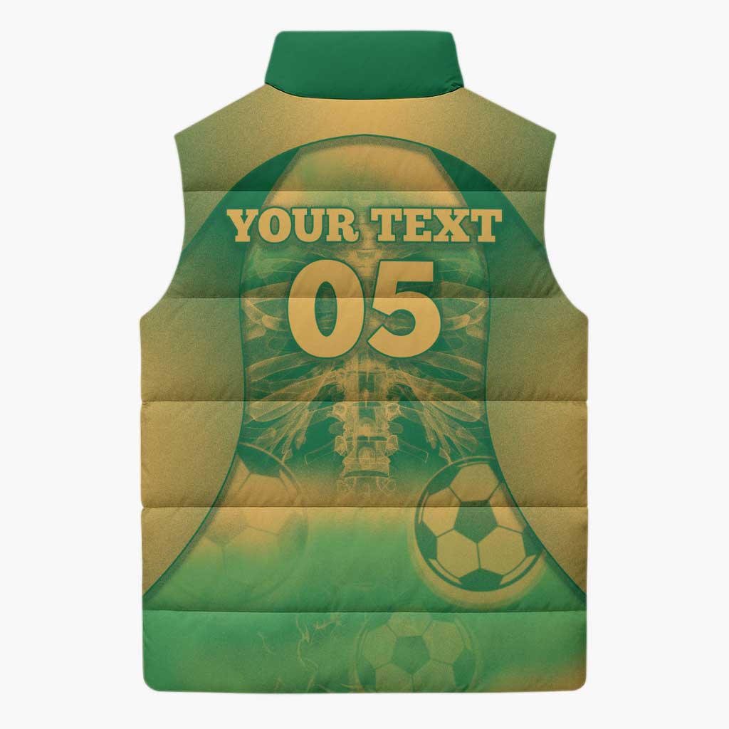 Custom Australia Soccer Sleeveless Puffer Jacket Skeleton Gradient Vintage Spray