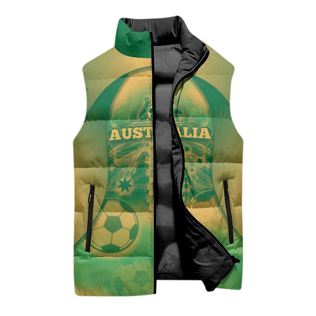 Custom Australia Soccer Sleeveless Puffer Jacket Skeleton Gradient Vintage Spray