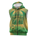Custom Australia Soccer Sleeveless Zip Hoodie Skeleton Gradient Vintage Spray