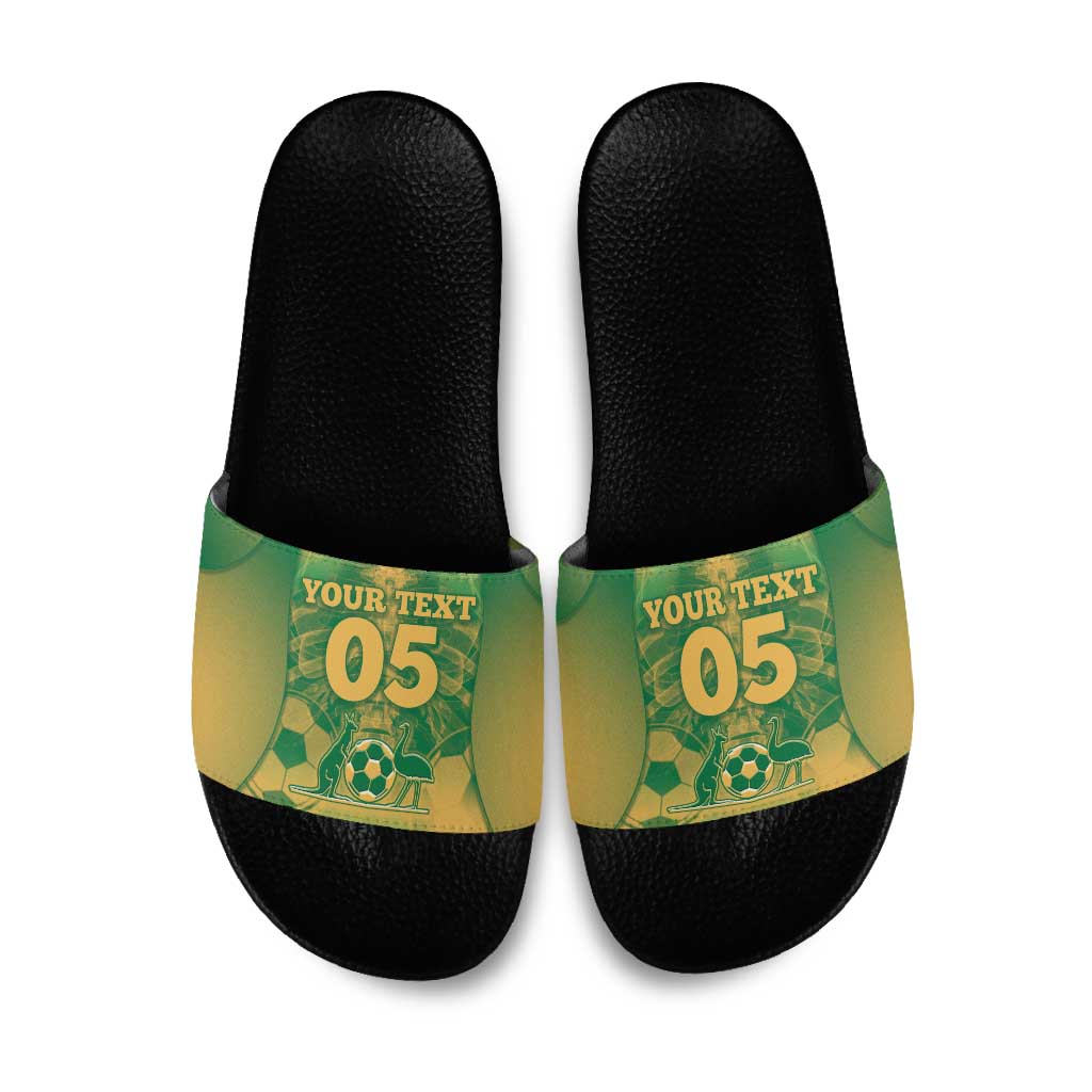 Custom Australia Soccer Slide Sandals Skeleton Gradient Vintage Spray