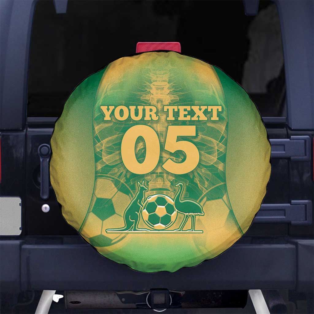 Custom Australia Soccer Spare Tire Cover Skeleton Gradient Vintage Spray