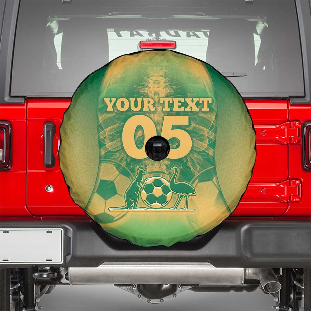 Custom Australia Soccer Spare Tire Cover Skeleton Gradient Vintage Spray