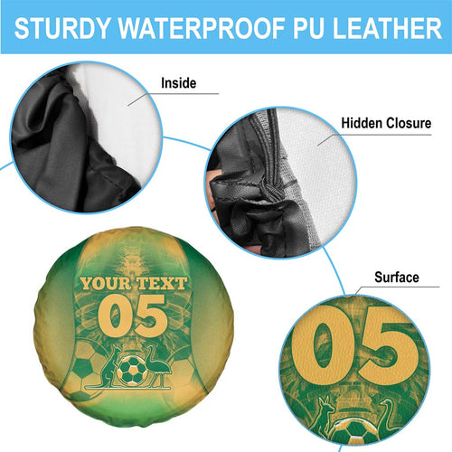 Custom Australia Soccer Spare Tire Cover Skeleton Gradient Vintage Spray