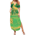 Custom Australia Soccer Summer Maxi Dress Skeleton Gradient Vintage Spray
