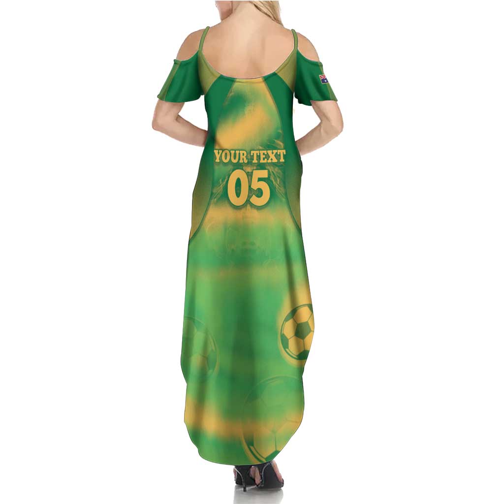 Custom Australia Soccer Summer Maxi Dress Skeleton Gradient Vintage Spray
