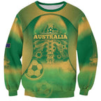 Custom Australia Soccer Sweatshirt Skeleton Gradient Vintage Spray