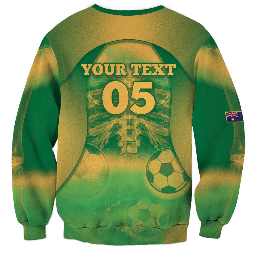 Custom Australia Soccer Sweatshirt Skeleton Gradient Vintage Spray