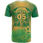 Custom Australia Soccer T Shirt Skeleton Gradient Vintage Spray